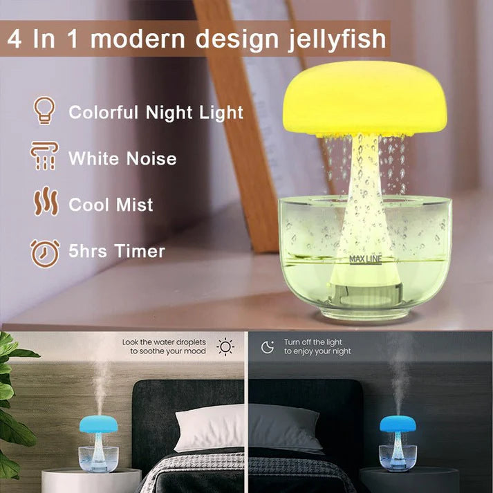 Jellyfish Raindrop Humidifier Ultrasonic Atomization Seven-color Ambience Light Cloud Rain Aroma Diffuser