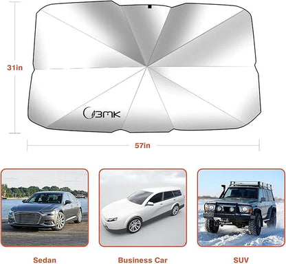 Car Windshield Sun Shade UV Rays, Car Umbrella Sun Shade Cover, Fits Most SUVS (57 x 31 In) (Black-a-ae)