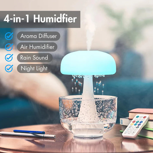 Jellyfish Raindrop Humidifier Ultrasonic Atomization Seven-color Ambience Light Cloud Rain Aroma Diffuser
